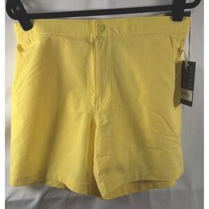 VRST Men's Small  6" Resort Short, MAX251107SR Color Yellow Seersucker Swim